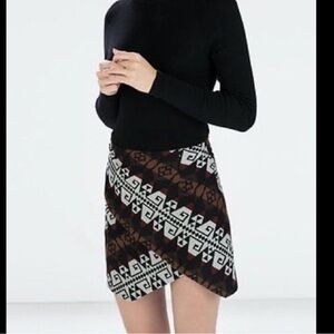 Zara Geometric Mini Skirt - Black, White, Brown, Red